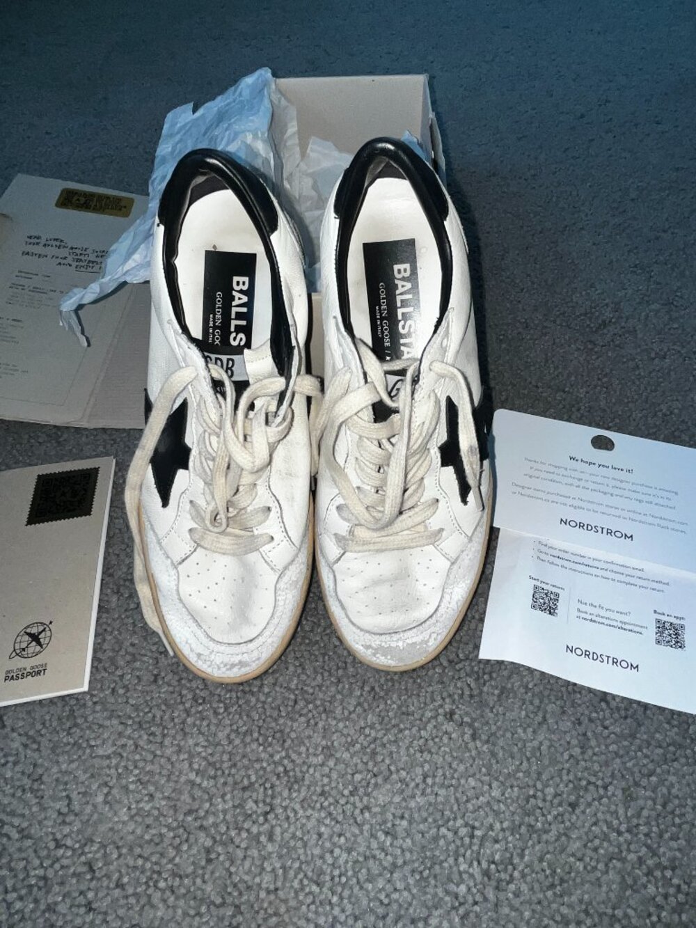 Golden Goose Deluxe Brand Ball Star Low-Top Sneakers in White & Blace - EUC - 37